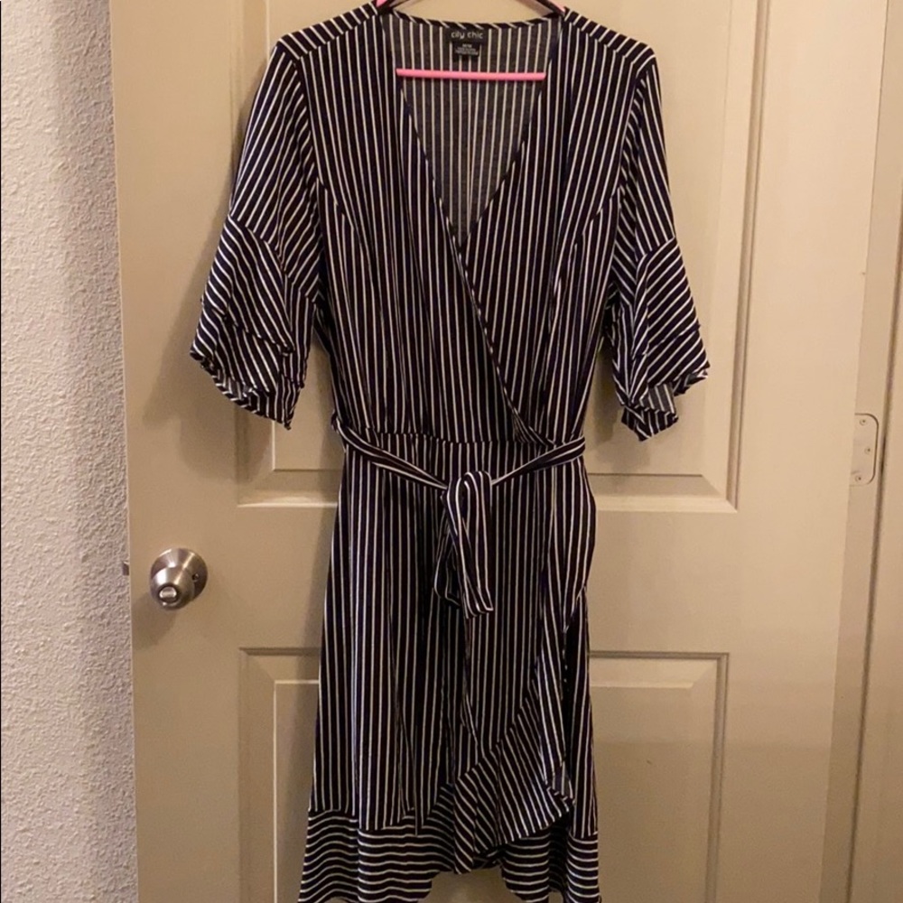 Stripe wrap dress